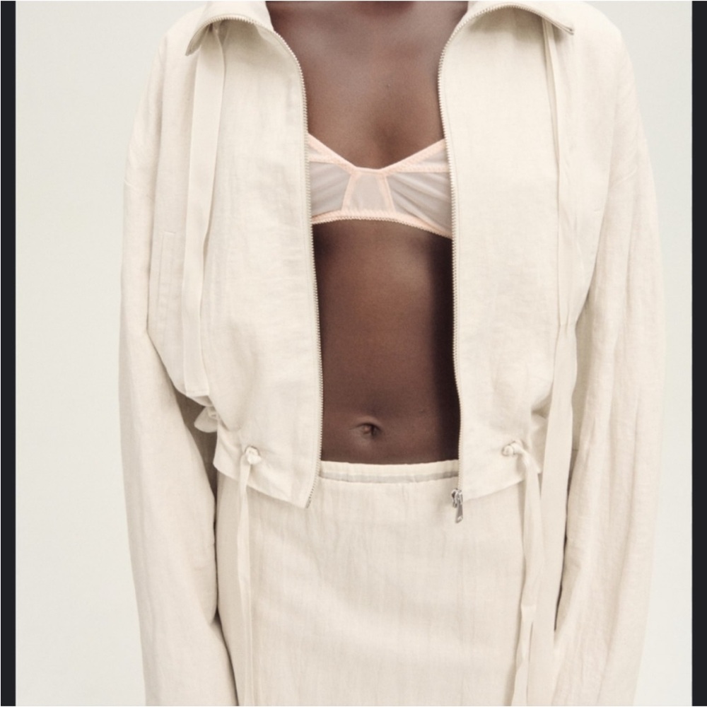 Mango Linen-Blend Cropped Jacket S